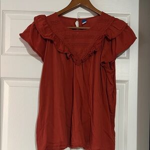 Old Navy Women's Rust colored Blouse with Ruffles